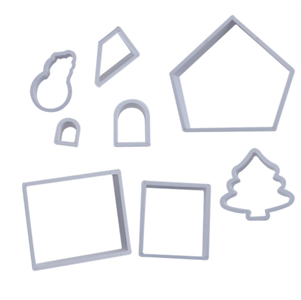 Plastic Cookie Cutter Set 3D Christmas Gingerbread House Mould DIY Biscuit Mold Pastry Cake Stamp Baking Tools Accessories