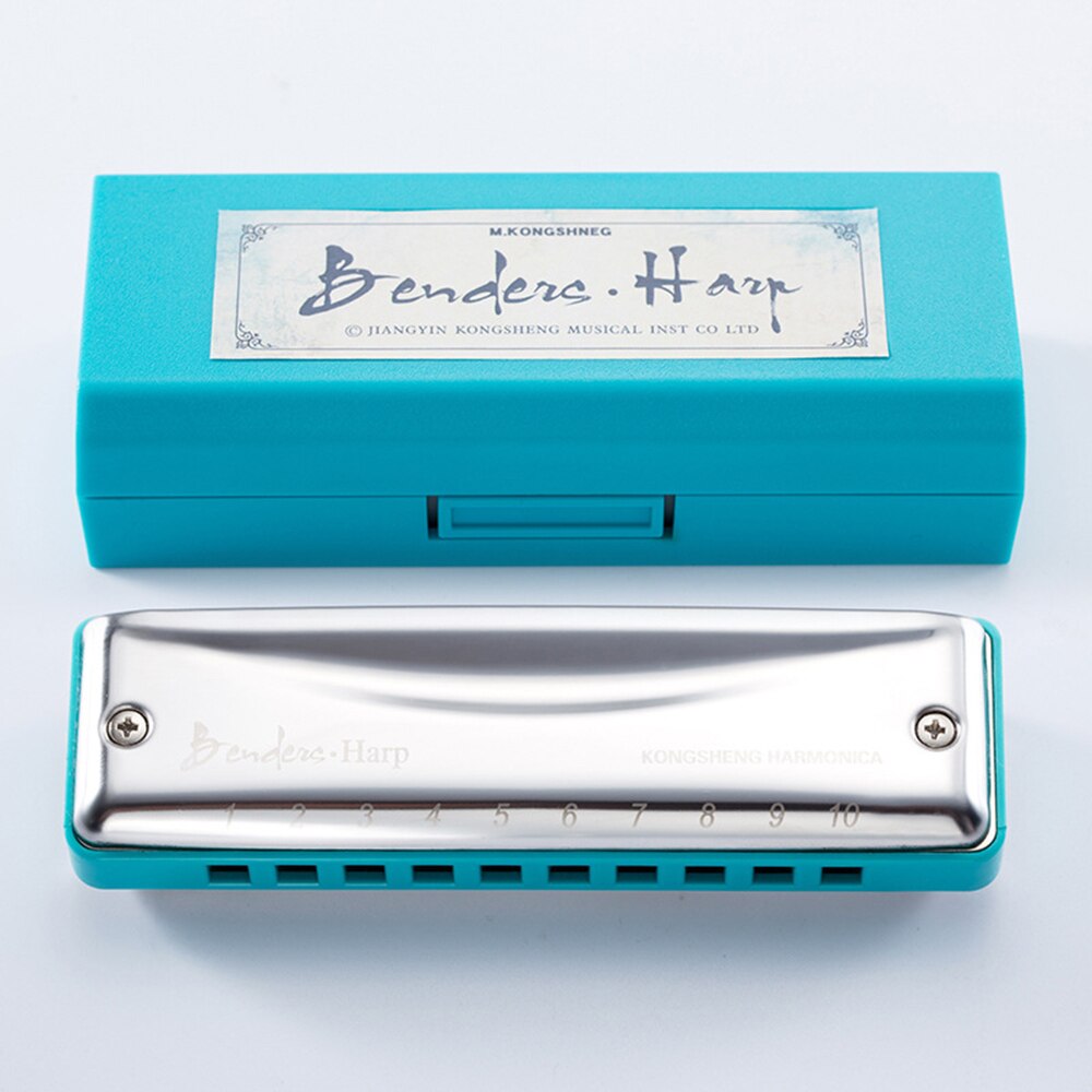 KONGSHENG 10 fori armonica diatonica 20 toni blues arpa C chiave bocca organo strumenti musicali per principianti arpa Bendeis: verde