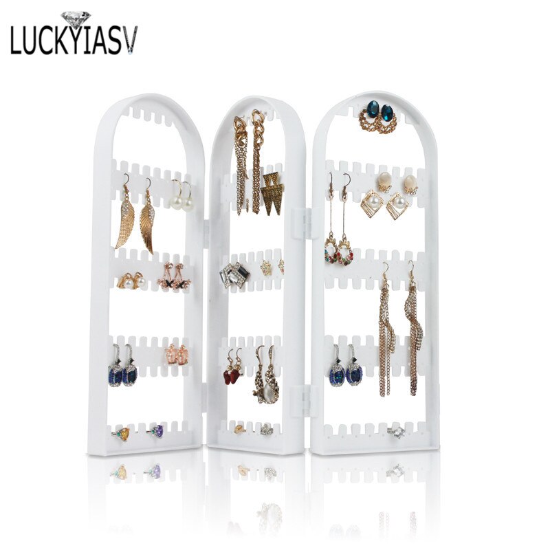 Black 120/180/240/300/360 holes Plastic Earrings Studs Display Rack Folding Screen Earring Jewelry Display Holder Storage Box: 3W-180 holes