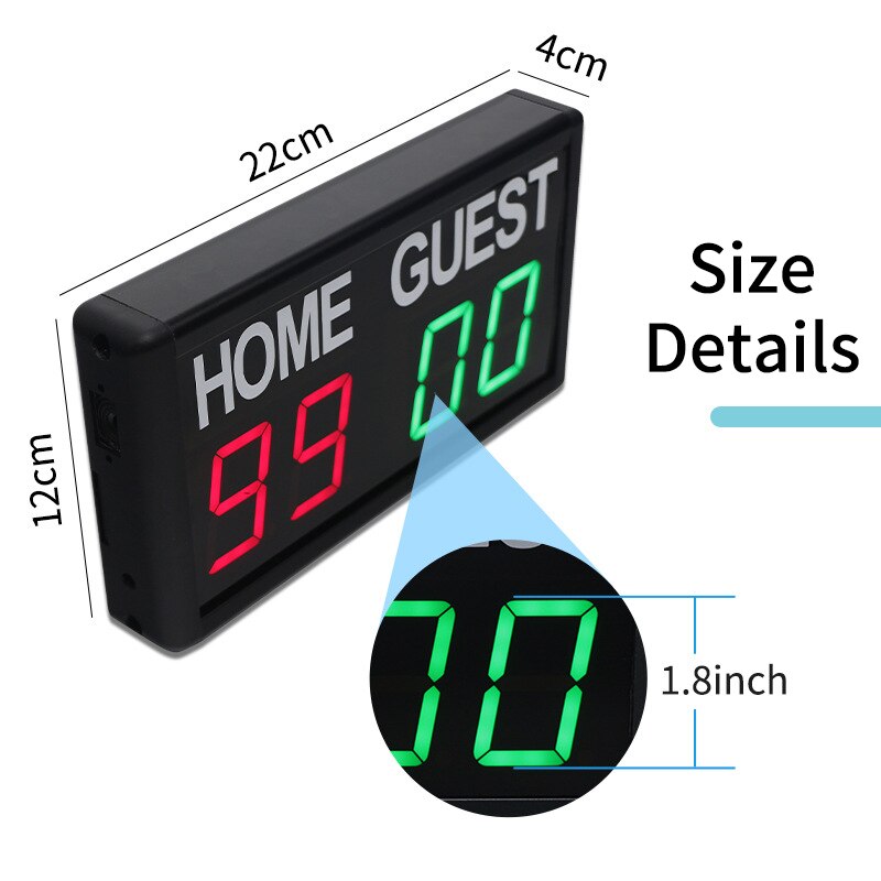 Led Mini Scorebord Draagbare Elektronische Digitale Gym Timer 1.8 Inch Multifunctionele Tafelblad Indoor Oefening Timer Type C Lading