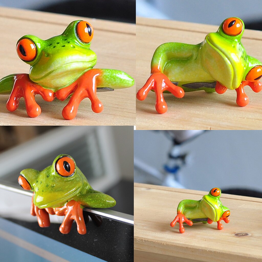 Resin 3D Craft Frog Decoration Office Desk Computer Decoration