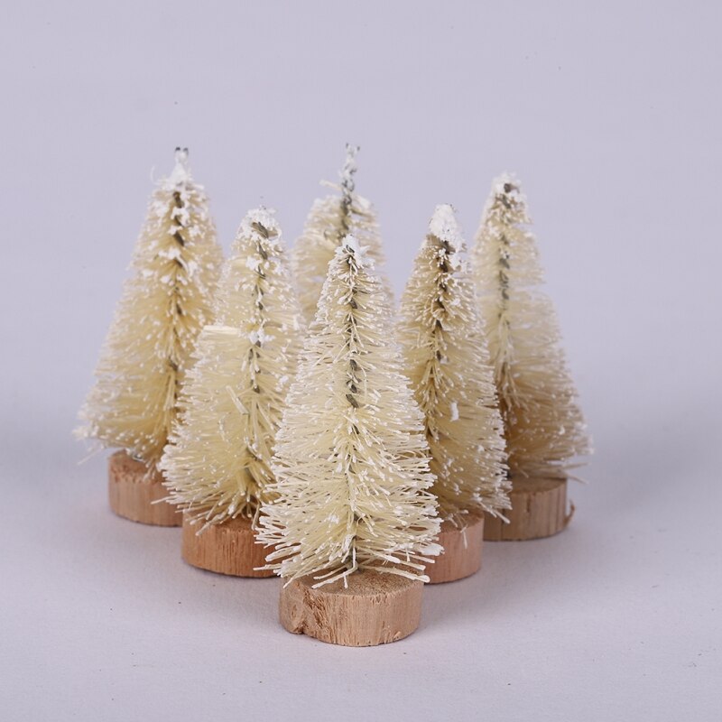 12pcs Mini Xmas Tree DIY Christmas Hanging Year Sisal Silk Glitter Tree For Home Table Xmas Ornaments Festival Atmosphe