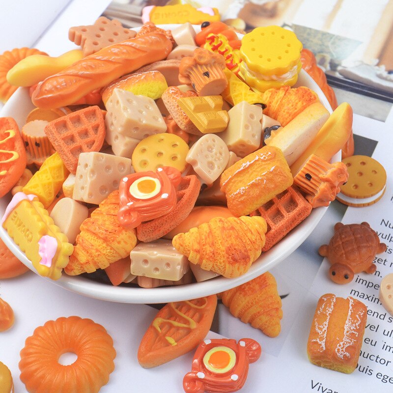 10 Pcs/Lot Artificial Bread for Doll Toy Food Charms Toy Pretend Play Charms Modeling Clay DIY Accessory For Kids