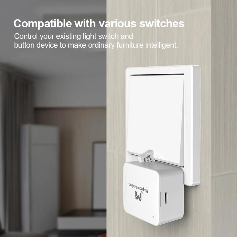 Bluetooth 5.0 Smart Switch Knop Pusher Voor Garage Muur Lichtschakelaar App Tijdschakelaar Controller Smart Home