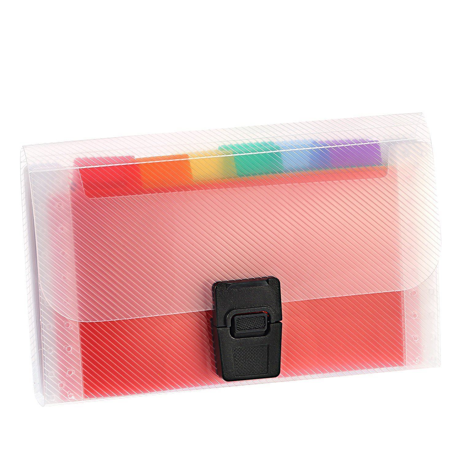 4 Pack Mini Document File A6 7.1 x 4.45 x 1.1 Inch Rainbow Expanding Folder 13 Pocket File Organizer 12 Labels Index