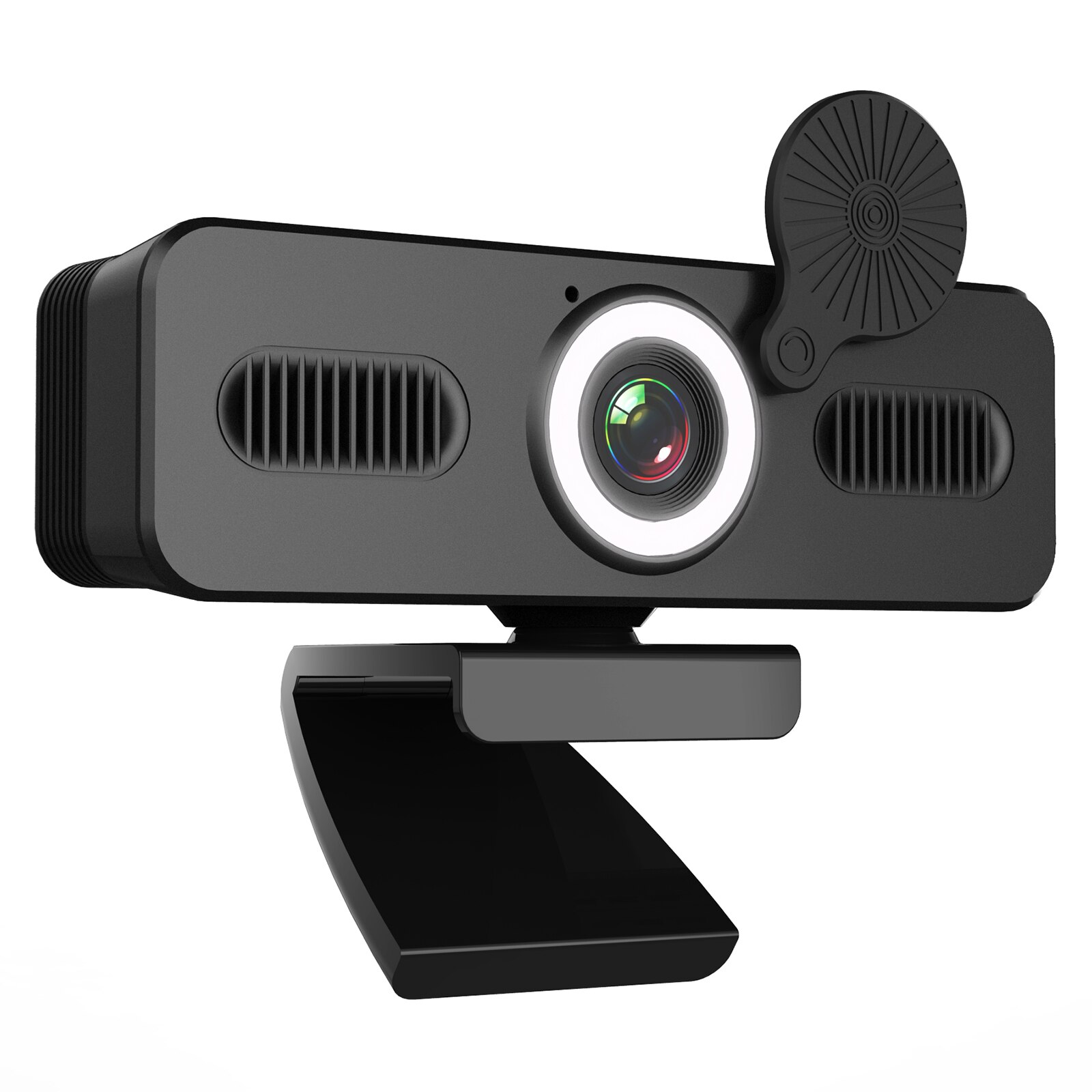 Digital USB Video Recorder for Home Office Computer Webcam Wide-Angle 1080P HD Web Camera with Microphone and Ring Light