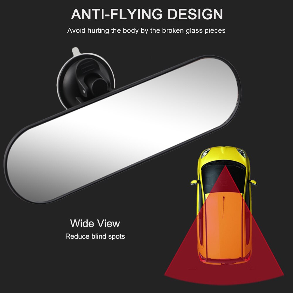 Espejo retrovisor Universal para coche y camión, cristal Interior con ventosa, 220x65mm