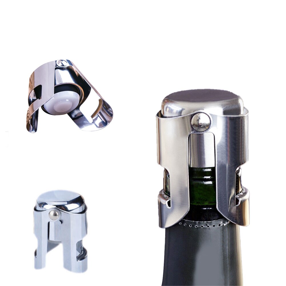 1Pcs Bar Opblaasbare Fonkelende Rvs Champagne Stopper Flessenstop Button Anti-Skid Lek Rode Wijn Wijn Stopper