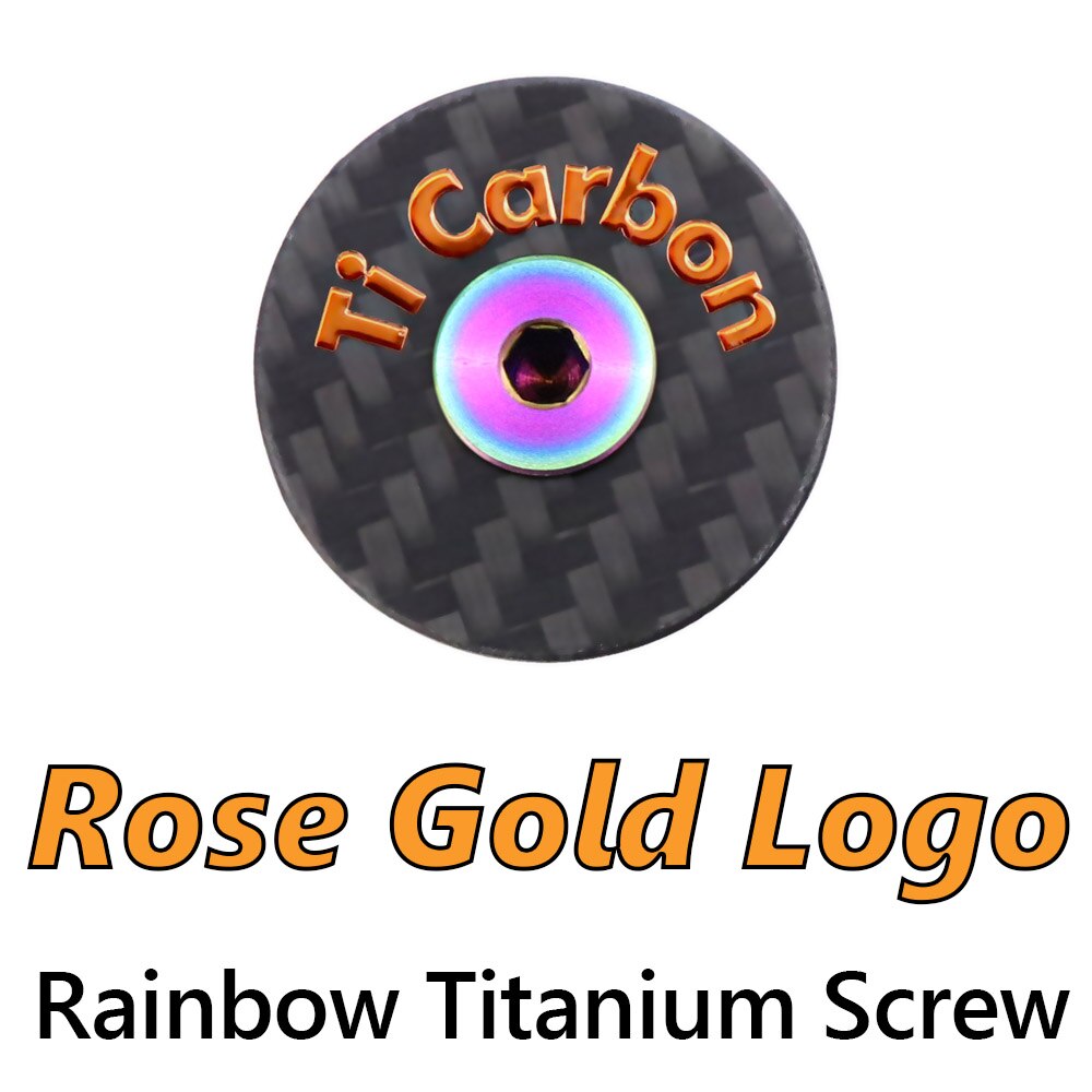 7g Carbon Bicycle Stem Headset Top Cap with Titanium Screw Headset Cover bike stem cover: Rose Rainbow Ti