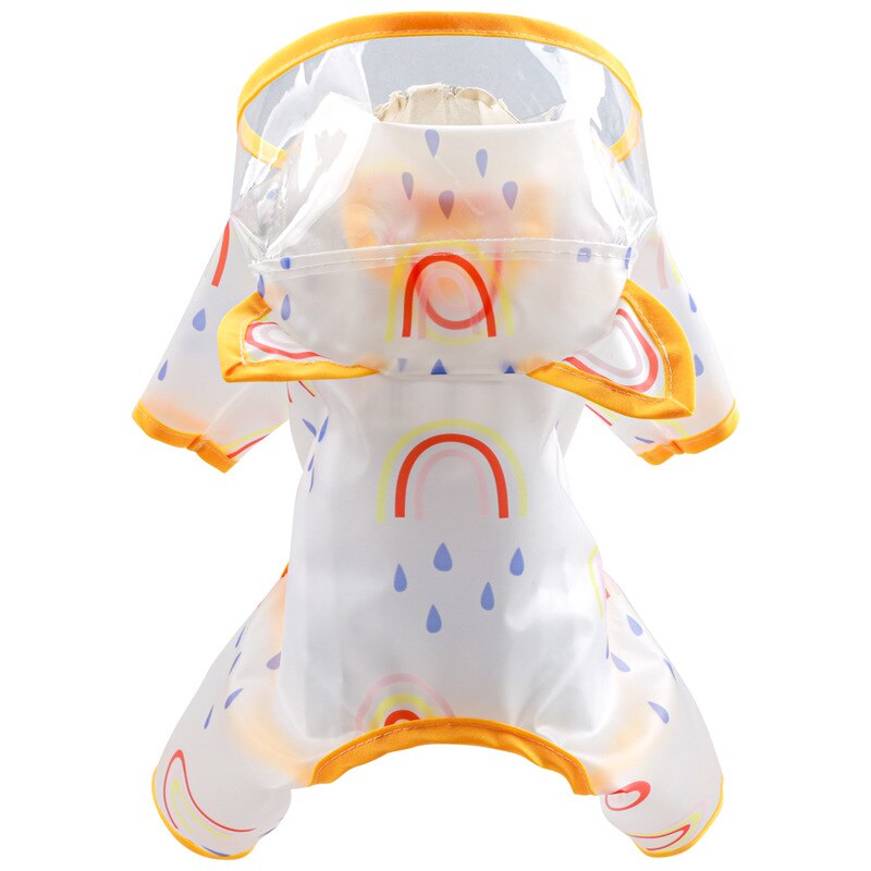 Dog Raincoat Transparent Waterproof Rainbow Rainwear Teddy Bear Small and Medium Raincoat for Dogs: YELLOW / S