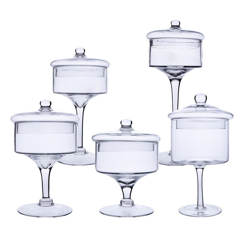 Crystal Glass Jars with Lid Transparent Candy Cookie Stash Jar Snacks Sugar Dessert Tanks Offee Table Food Container Storage Box