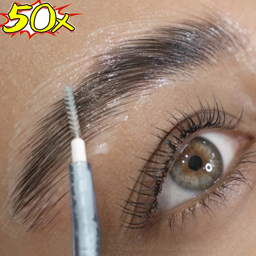 50PCS Mini Eyebrow Brush Portable Brow Perm Brushes Disposable Bendable Micro Eyelash Brow Lifting Brushes Applicators Tools