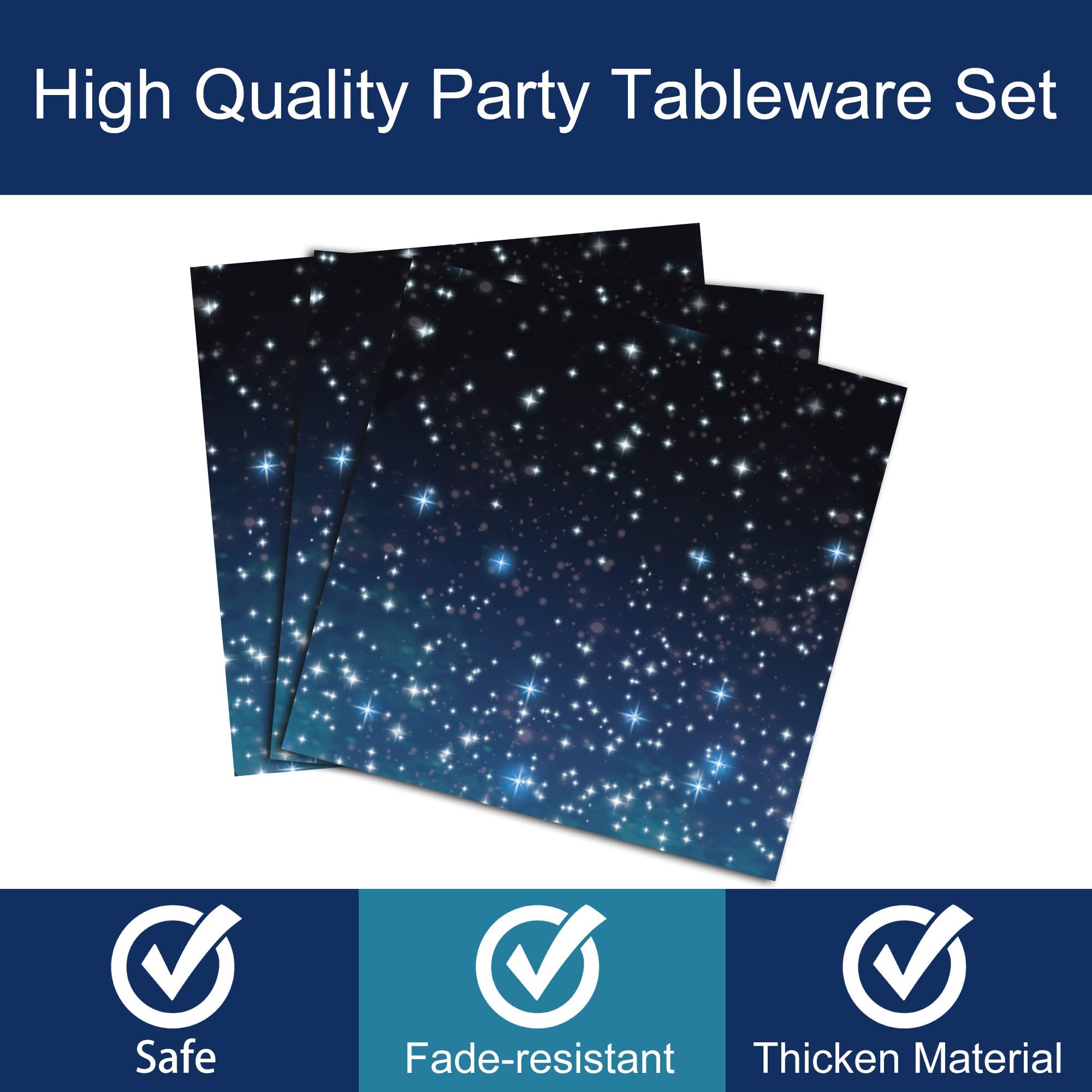 1set Galaxy Party Starry Night Tableware Set Outer Space Birthday Stars Party Table Decorations Solar System Paper Plate Napkins