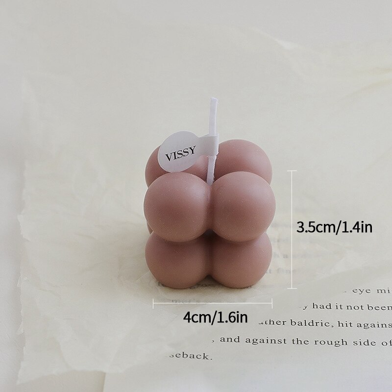 Bubble Cube Aromatherapy Candle Mini DIY Scented Candles Relaxing Birthday Handmade Home Decoration Party Photo Props: Brown 4x3.5cm