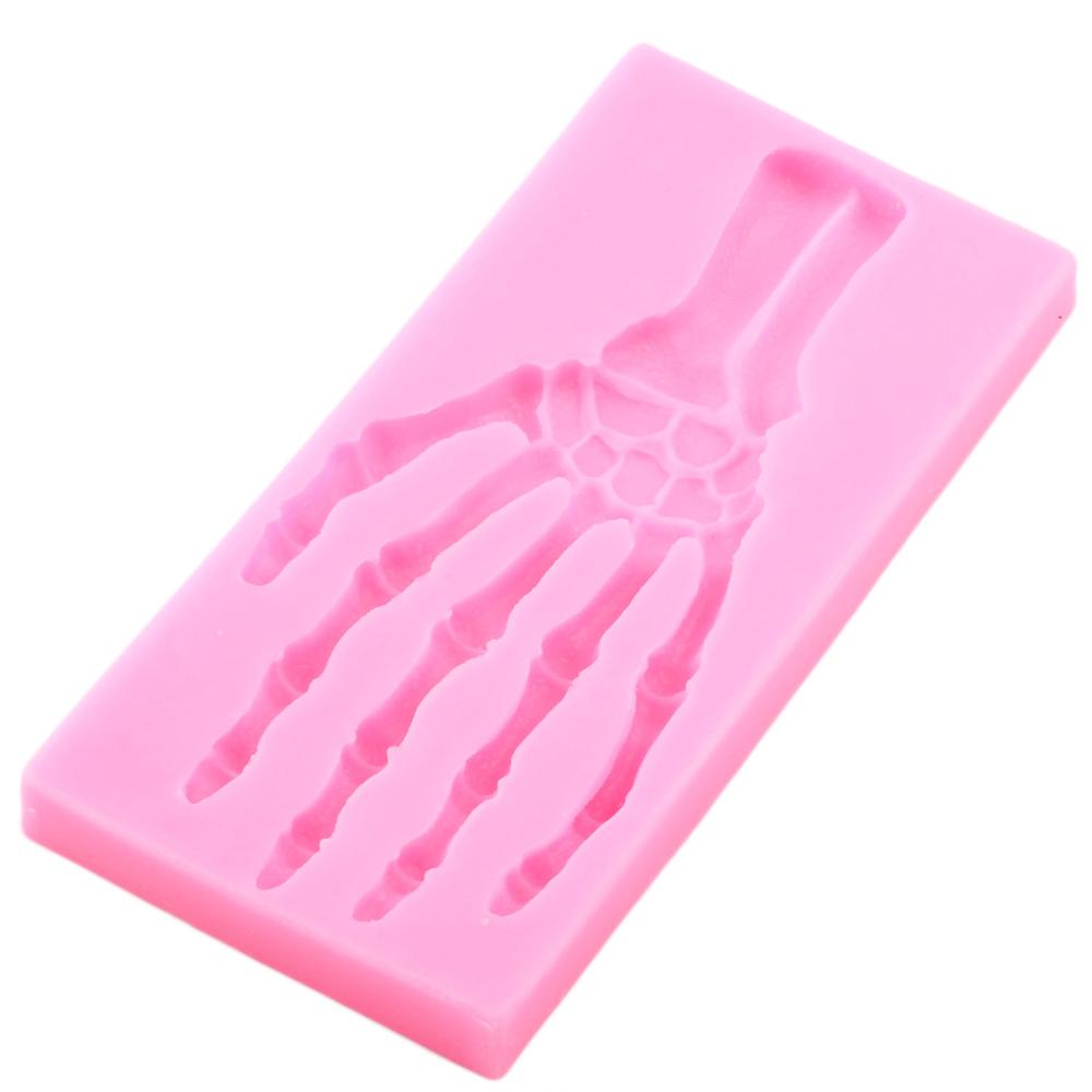Moldes de silicona de esqueleto de mano para Halloween, herramientas de decoración de Fondant para fiestas, Fondant, arcilla, caramelo, Chocolate, pasta de goma