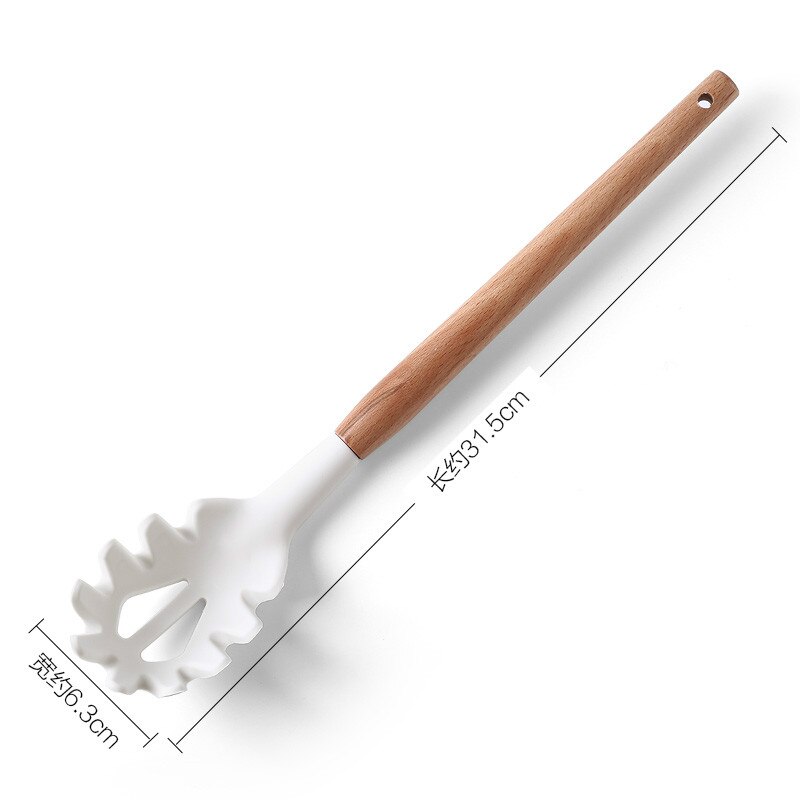 Silicone Kitchen Cooking Tools Set Cook Utensils Kits Non-stick Cookware Wooden Handle Kitchenware Spatula Shovel Baking Gadgets: 1pc spaghetti
