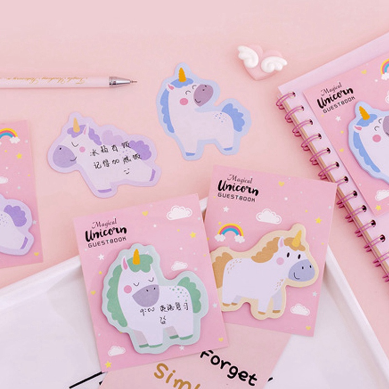 Cute Pink Girls Heart Unicorn Notebook Sticky Notes Student Diary Learning Office Stationery For Girls Learning Supplies