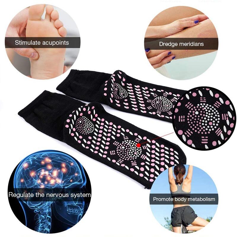 2 stk / par selvopvarmende sokker magnetiske massagesokker turmalin sokker udendørs åndbar frostbeskyttelse varme fodsokker