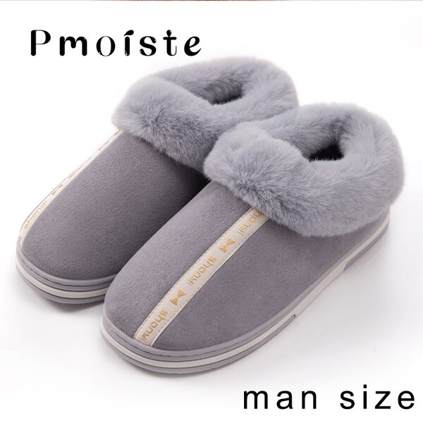 Hausschuhe hause männer schuhe Plattform hausschuhe warm Halten Männlichen hausschuhe nicht-Unterhose paar baumwolle schuhe Winter Weiche Hausschuhe: grau / 8,5