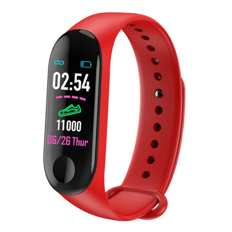 Sport Smart Wristband Blood Pressure Heart Rate Monitor Smart Band Fitness Tracker Pedometer Band for Men Women: Red