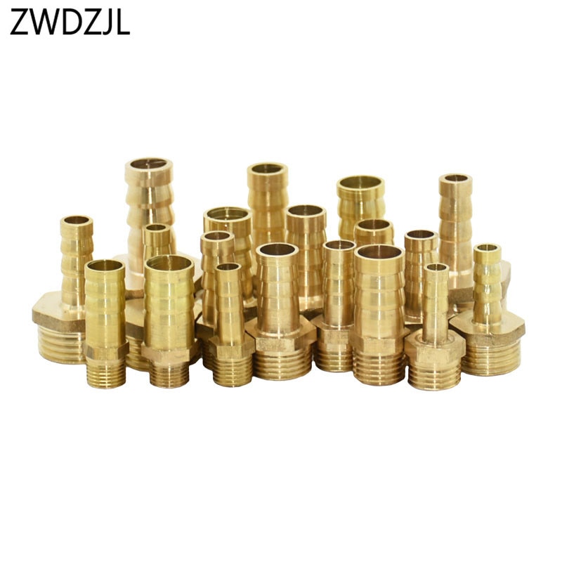 Kobber udvendigt gevind 1/8 1/4 3/8 1/2 3/4 "  to 6mm 8mm 10mm 12mm messing stik vandingsvandslange gas bløde rør adaptere 40 stk.
