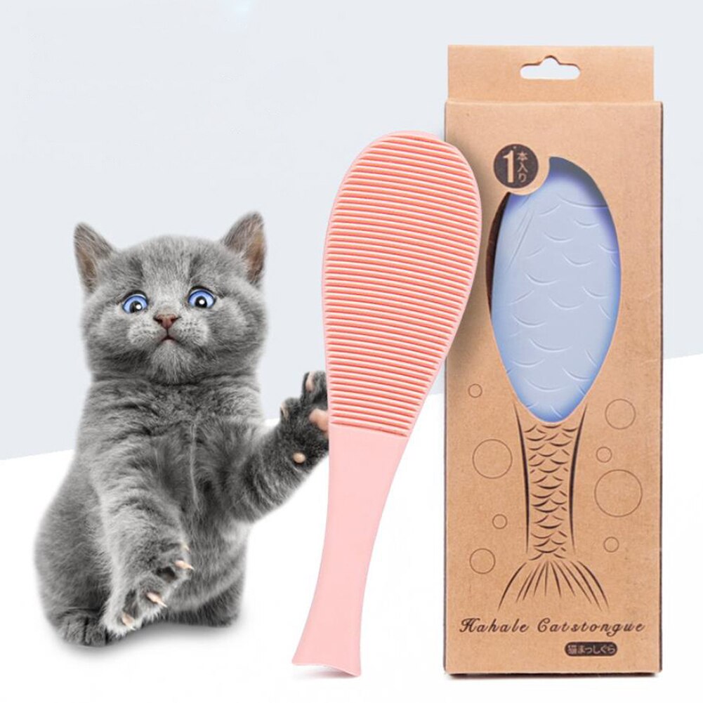 Fish Shape Cat Tongue Comb Toy for Pet Daily Hair Care 2 in 1 Tools for Massage Comfort Sensitive Skin