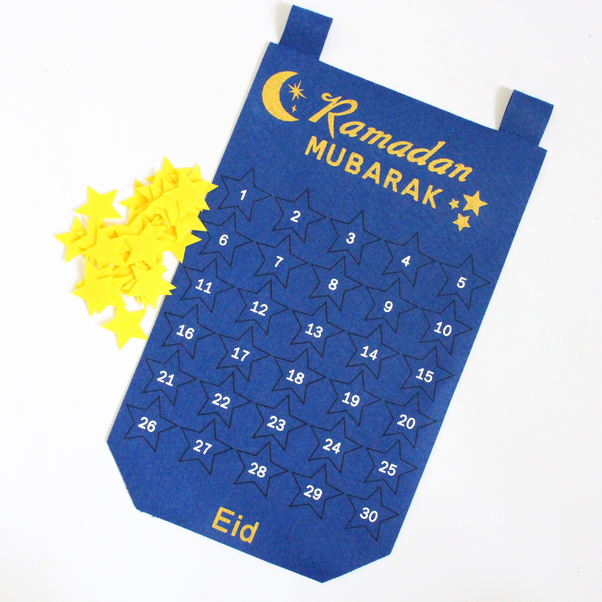 Ramadan kalender eid mubarak kalender klistermærker tør slet kalender muslimsk ramadan nedtælling: Blå