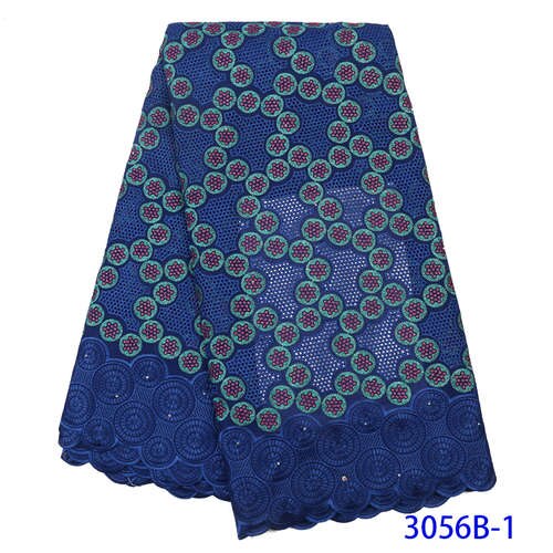 Telas de encaje de gasa suiza en suiza, telas de encaje de algodón suizo africano para mujer, tela de encaje nigeriano para vestido KS3056B: Picture 1