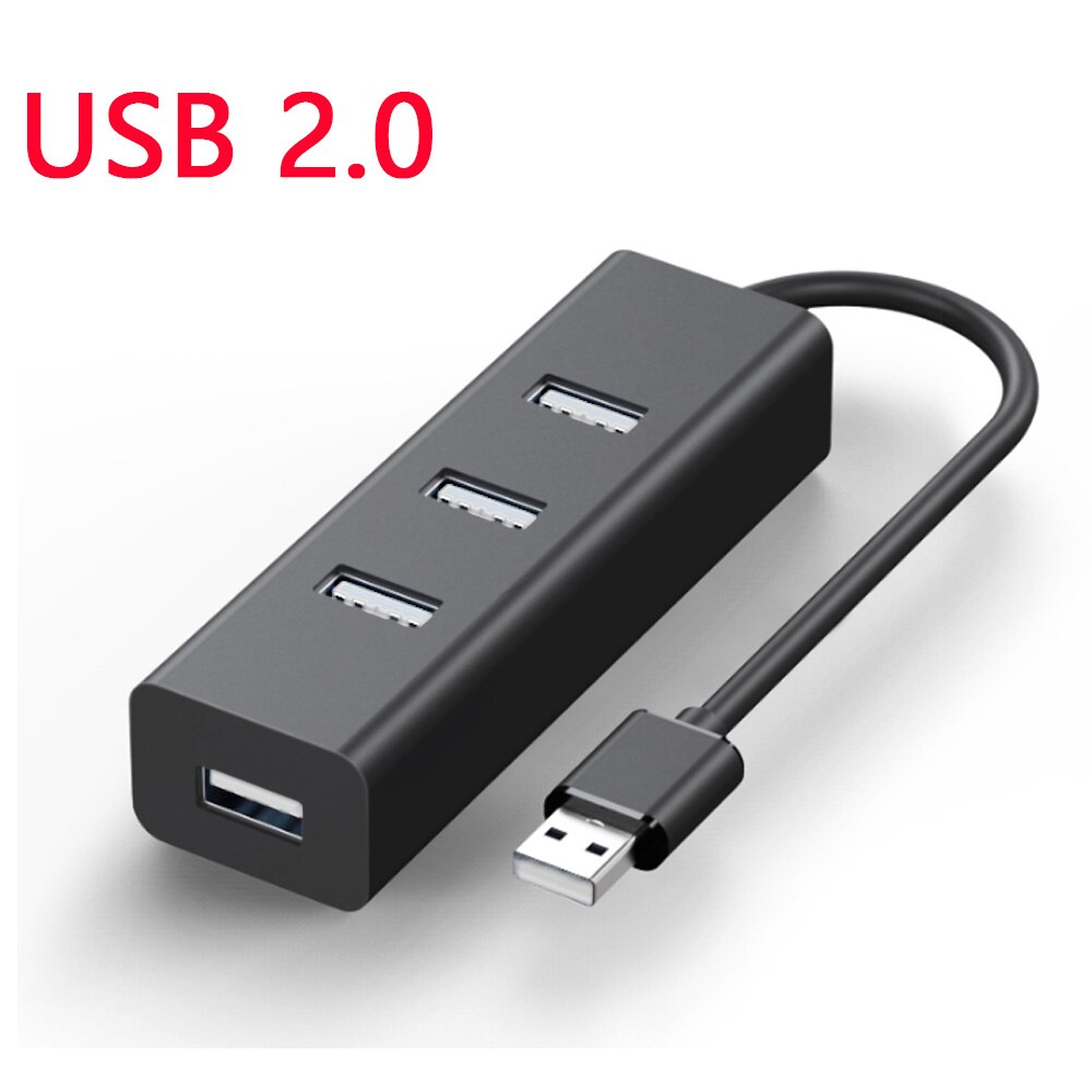 hub til usb 3.0 2.0 3.1 4 bærer multi splitter usb adapter utvidelseskabel til bærbar stasjonær datamaskin pc tilbehør usb hub: Svart nav 2.0