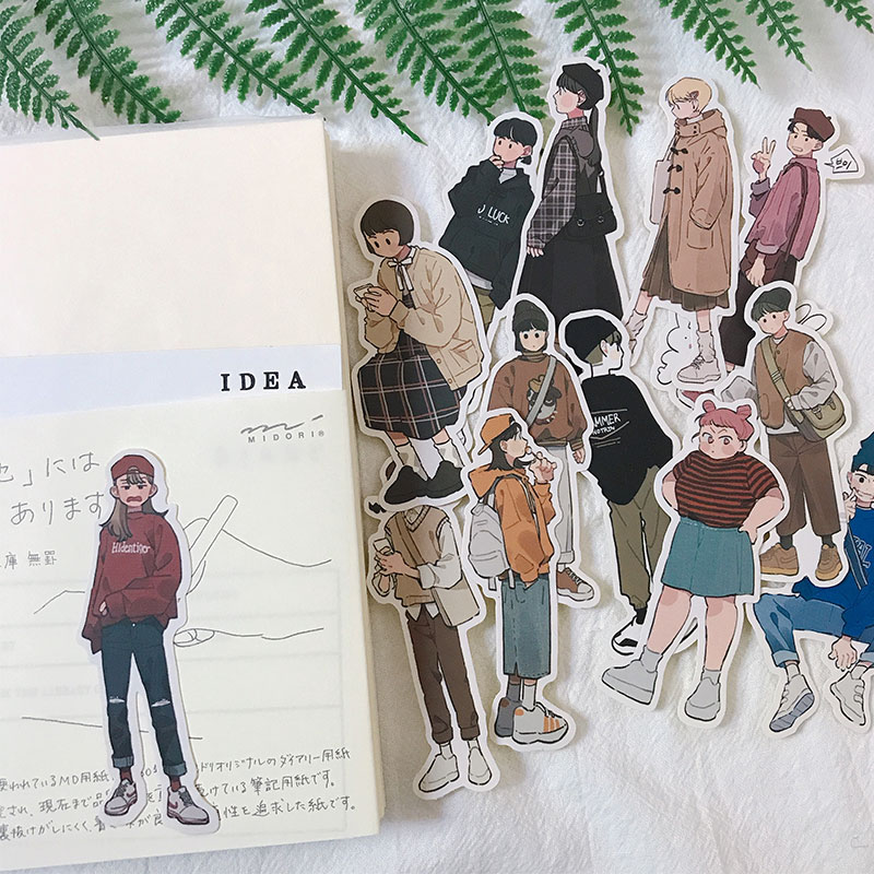 13PCS Korean men and women cute daily clothes Stickers Crafts And Scrapbooking stickers book Decorative sticker DIY Stationery