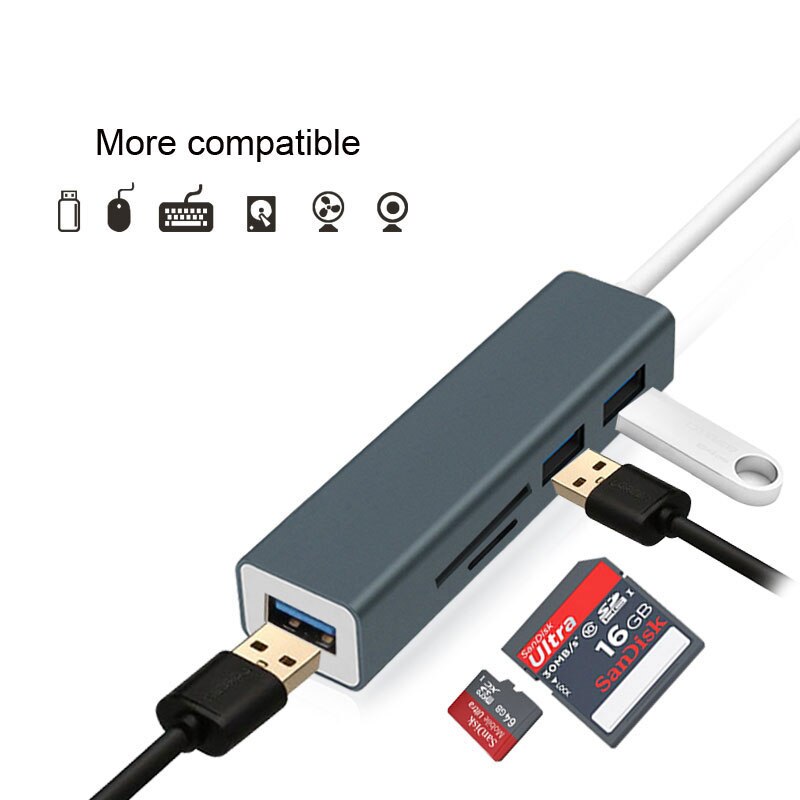 Marsea 5-em-1 usb c hub super velocidade thunderbolt 3 adaptador com tf sd leitor de cartão slot hub 3.0 para macbook pro/ar tipo-c