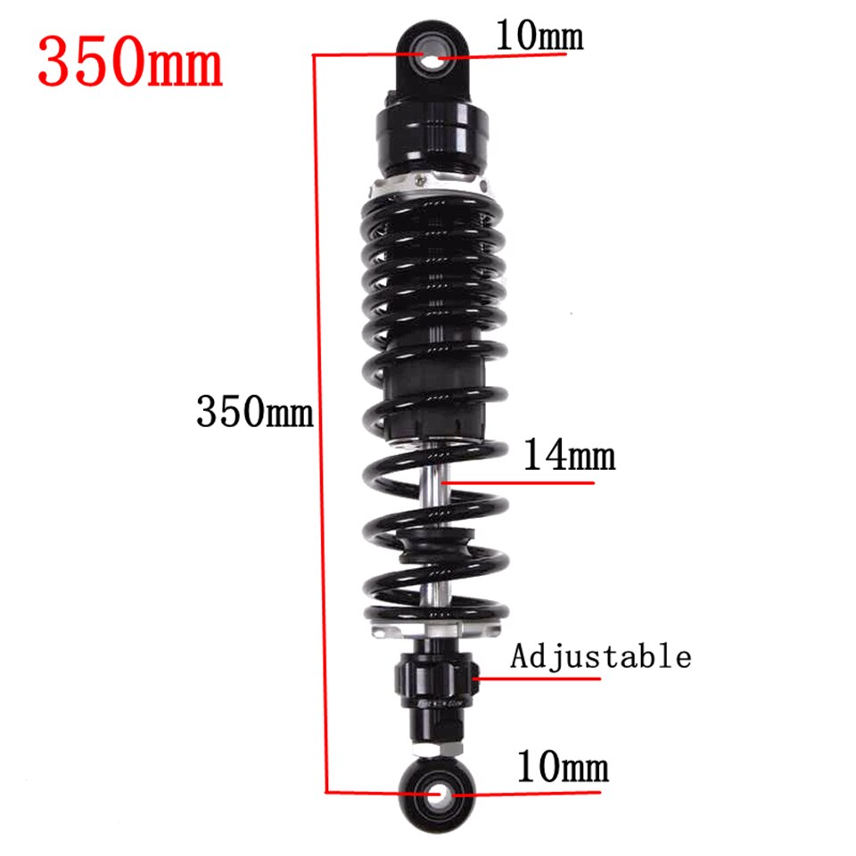 Amortiguador de aire trasero ajustable para motocicleta, suspensión trasera para Honda, Yamaha, Kawasaki, Suzuki, color negro, 270mm-360mm, 1 unidad: 350mm Black Round
