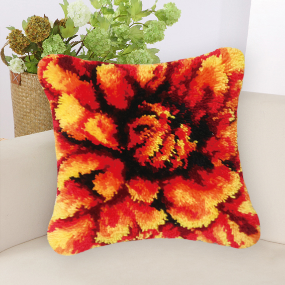 Prajna blomsterpude pude låsekrog sæt tæppe måtte gør-det-selv broderi håndarbejde hæklet pudesæt ufærdigt tilbehør 37 x 37cm: Hvid