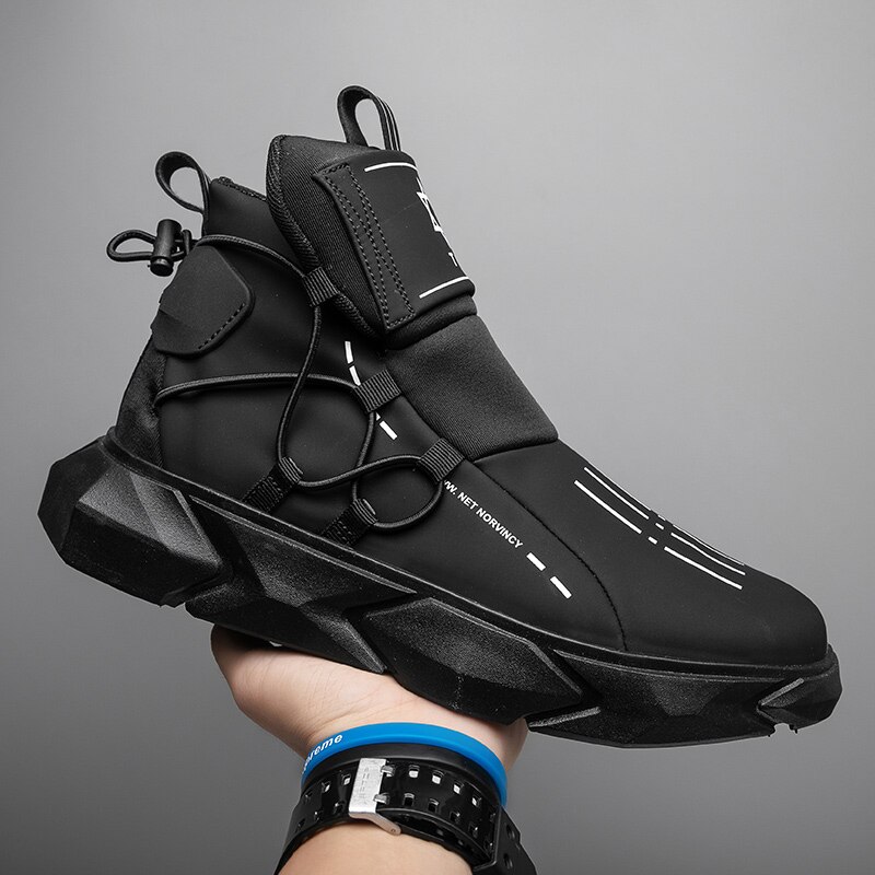 Modne wysokie buty na deskorolkę mężczyźni amortyzacja wytrzymałe trampki sportowe buty trekkingowe na co dzień trener gumowa podeszwa: V15JL3 / 7