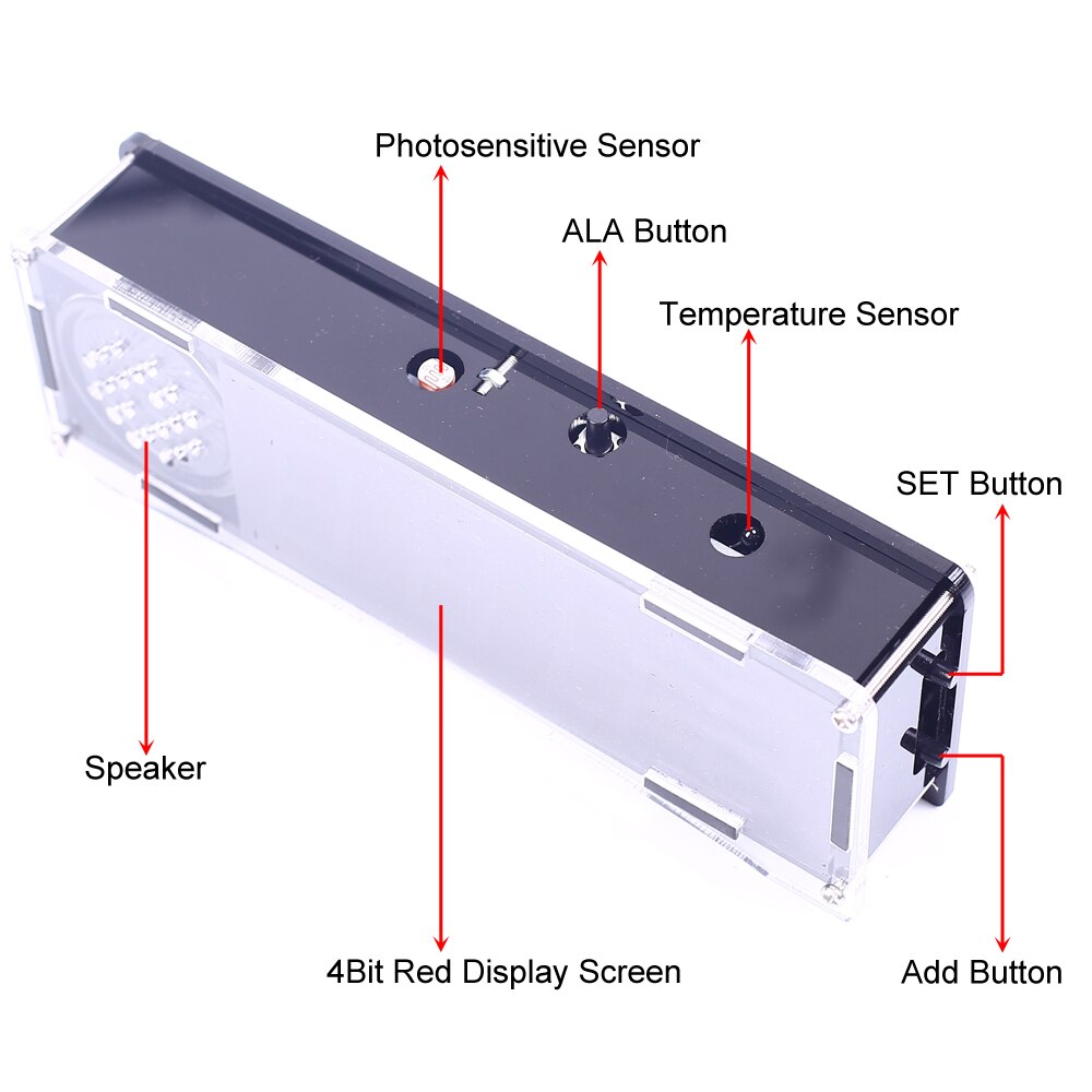 Voice Digital Electronic Clock DIY Kit DC 5V Temperature Alarm 12/24H Time Date Home Clock