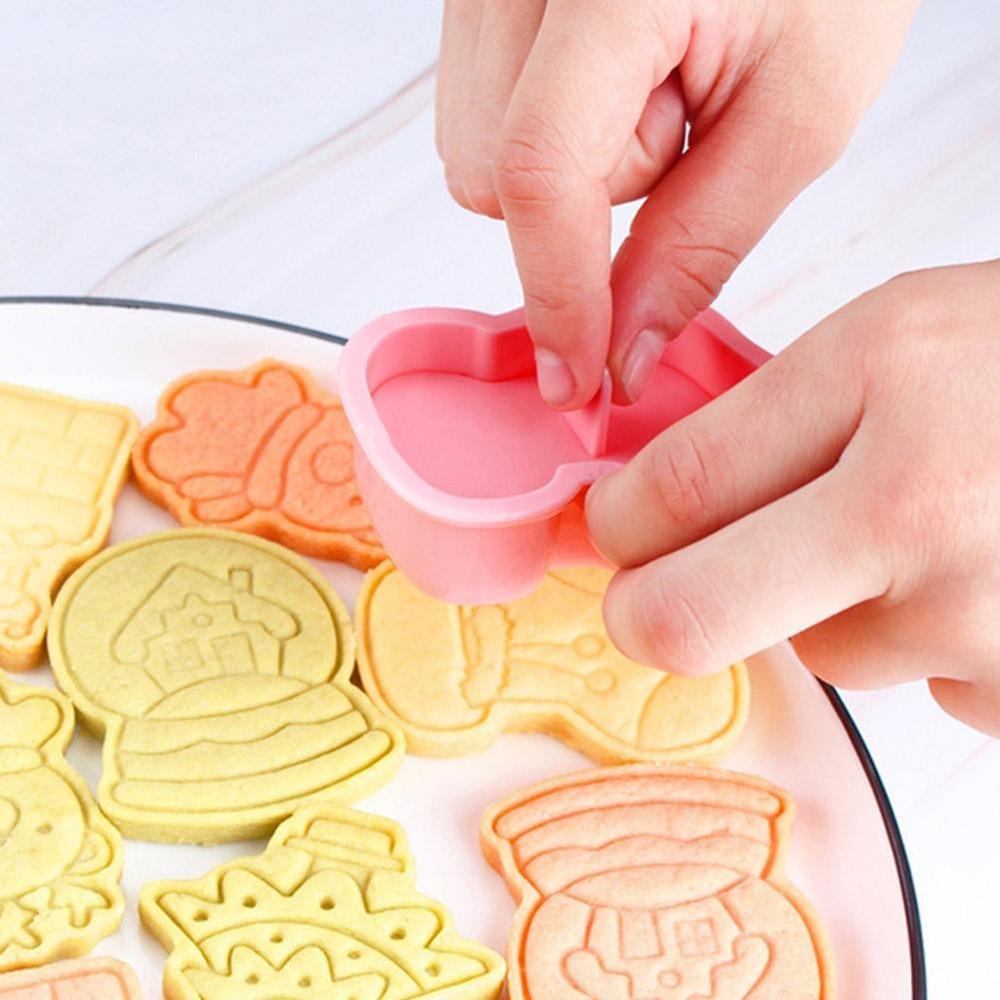 6 stuks/set kerst cartoon vorm koekjes fondant uitsteker boom gereedschap mallen decoreren kerst koken koekjes bakken doe-het-zelf  c4 b 6