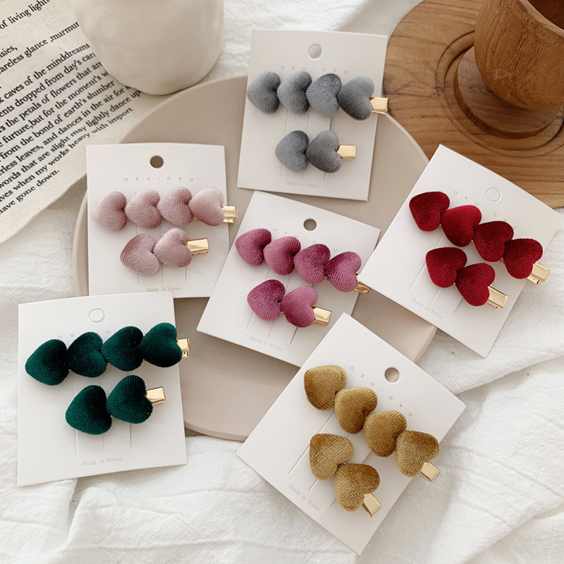 samt Liebe Haarspange eins süße Pony Clip Haarnadel weibliche Herbst und Winter Seite Clip für Mädchen Frauen Haar Zubehör