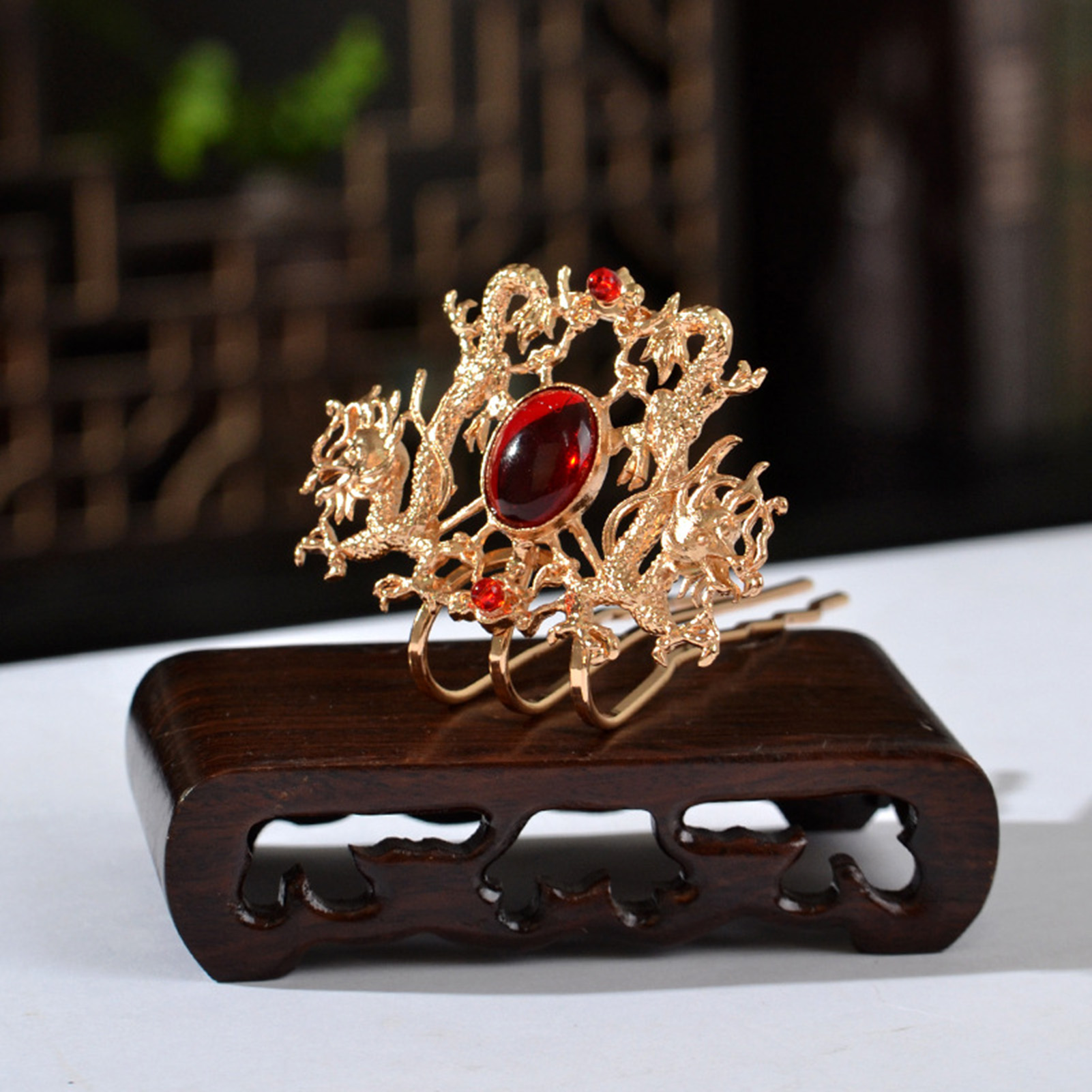 Horquillas chinas para mujer y hombre, horquillas Retro Para Coleta, soporte para el pelo, Color dorado y plateado, perlas de Metal, corona, Tiara, joyería para el cabello largo: Bañado en rodio de imitación