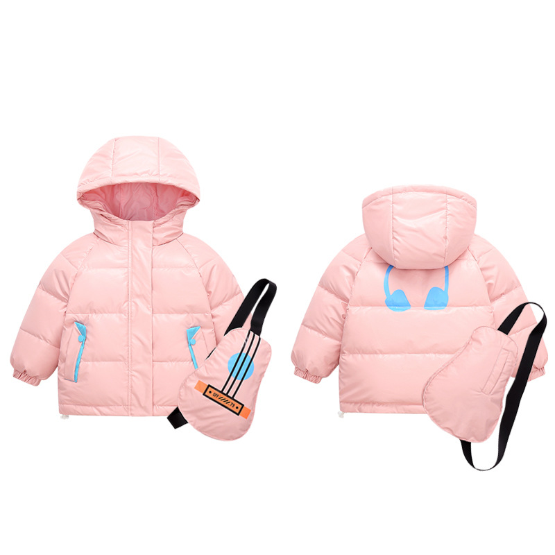 Chaqueta gruesa de plumón de pato para niño y niña, abrigo de plumón de pato blanco, Parka con cremallera, ropa de invierno,: Rosa / 100cm
