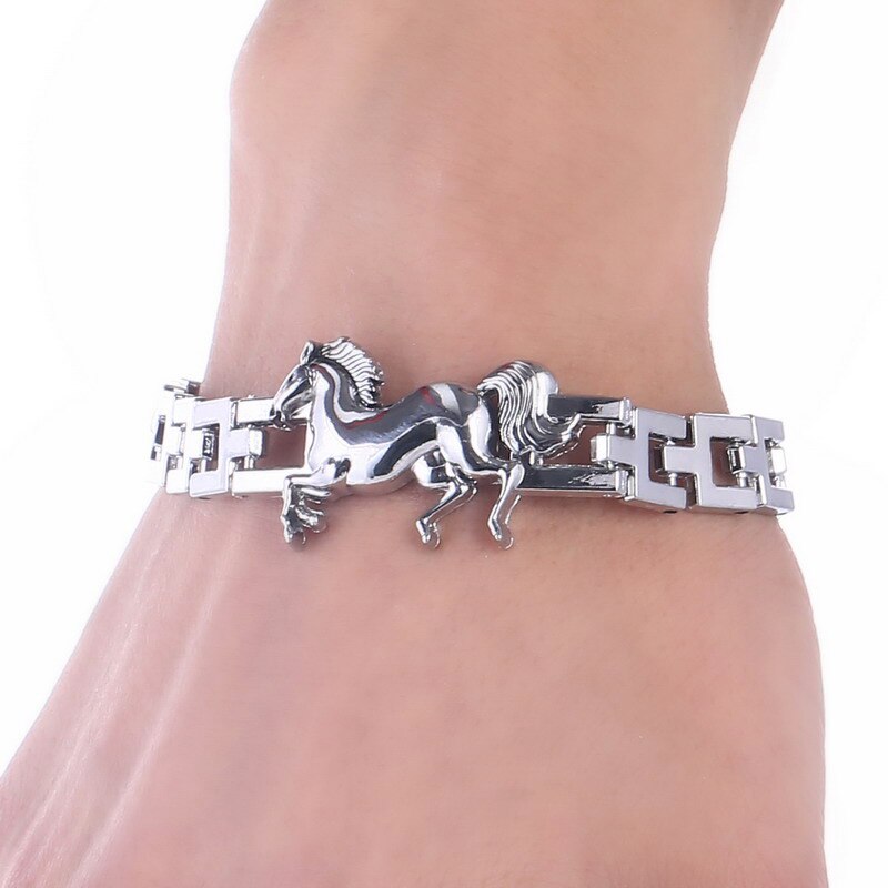 Punk Horse Stainless Steel Charm bracelet for Women DIY Bracelets &amp; Bangles Charms Bracelets Men Pulseira Jewelry