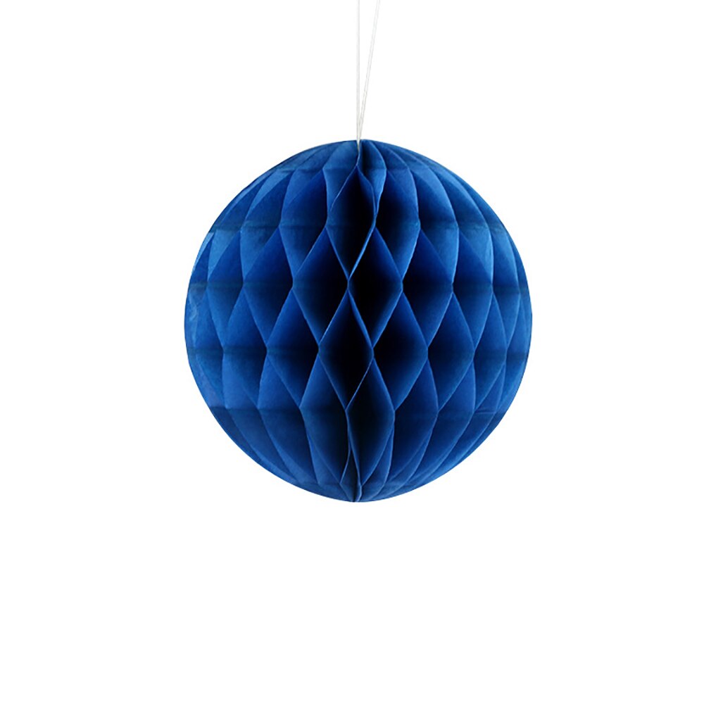 1pc 12 pouces noël papier de soie lanterne pompons nid d'abeille boules fleur suspendus décor mariage fête décoration fournitures: Saphir profond