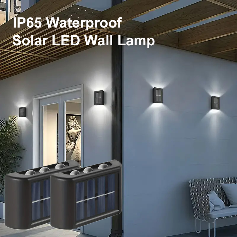 Lámpara Solar de pared para exteriores, luz alimentada por energía Solar impermeable hacia arriba y hacia abajo, ilumina el hogar, jardín, porche, decoración de patio, luz Solar exterior