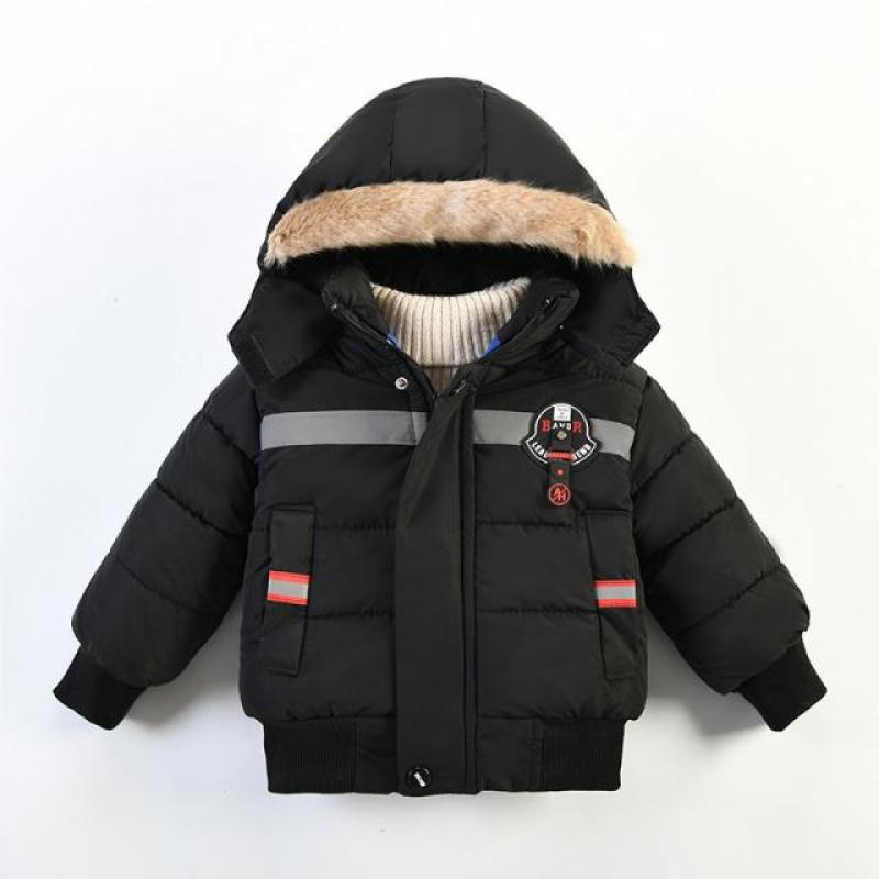 Jas Voor Jongen Hooded Down Bovenkleding Winter Kinderen Katoen Gewatteerde Jas Warm Thicken Plus Fluwelen Baby Pasgeborenen Baby kleding