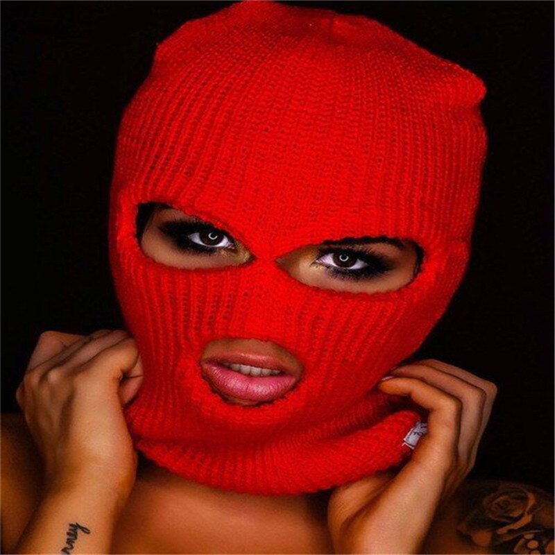 Frauen Ski Maske Männer Winter Warm Skifahren Radfahren 3 Loch Winddicht 3-Loch Gestrickte Sturmhauben Haube Kappe Volle gesicht Maske Im Freien
