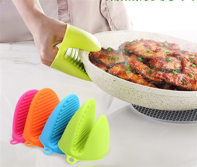 32g køkkensilikone varmebestandige handsker clips tallerkenholder skridsikre ovnhandsker luffer grydelapper bbq handske fingerbeskytter