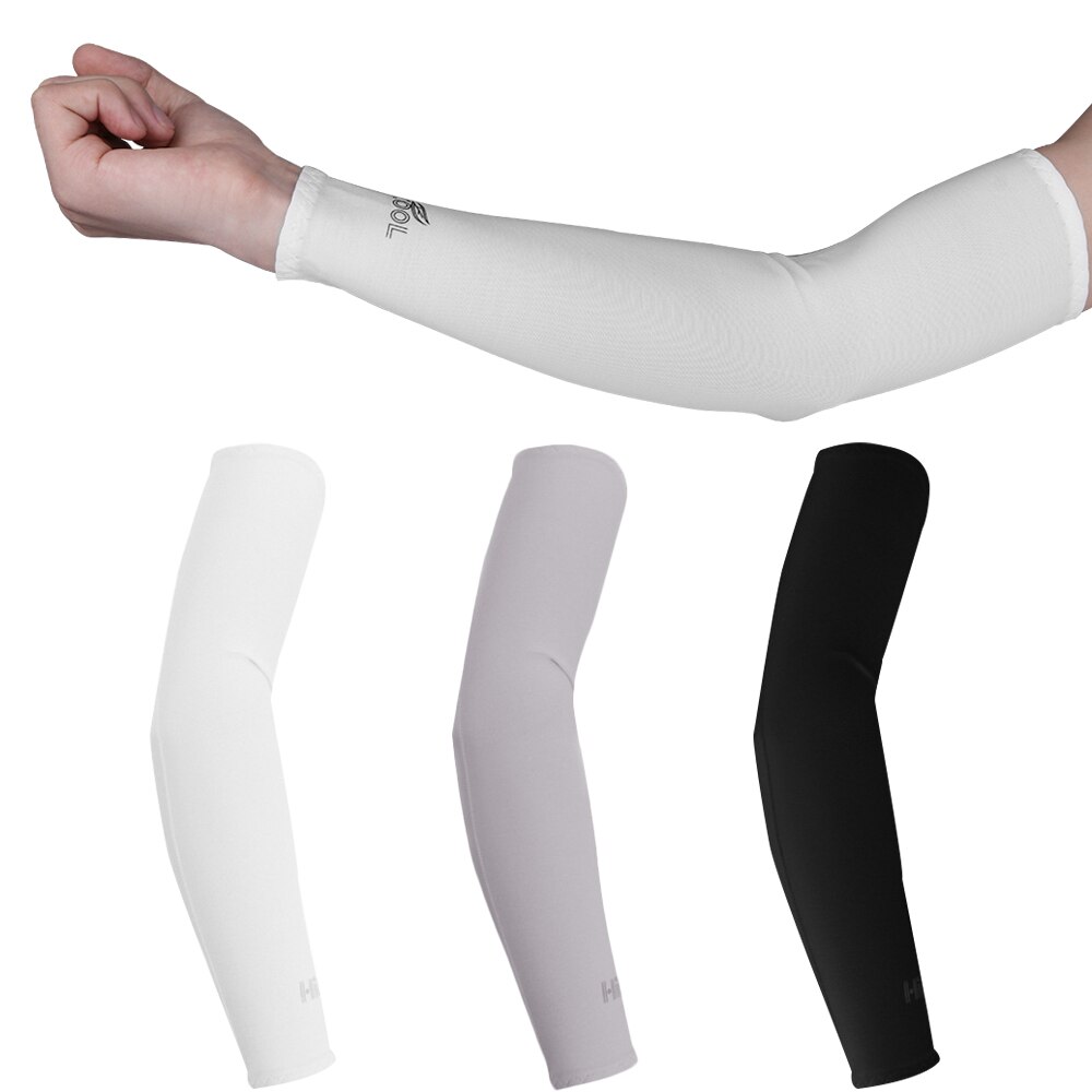 Adecuado para todas las cuatro estaciones de calentadores de brazo circulante UV Running Arm Sleeve baloncesto codo Fitness Arm Guard: White
