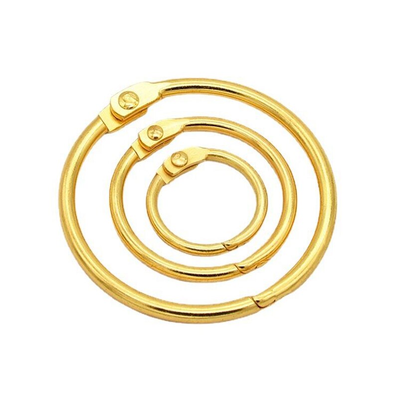 5-10Pcs/Set Gold Metal Ring Binder 15-50mm DIY Loose-leaf Book Hoops Opening Office Binding Supplie Photo Albums