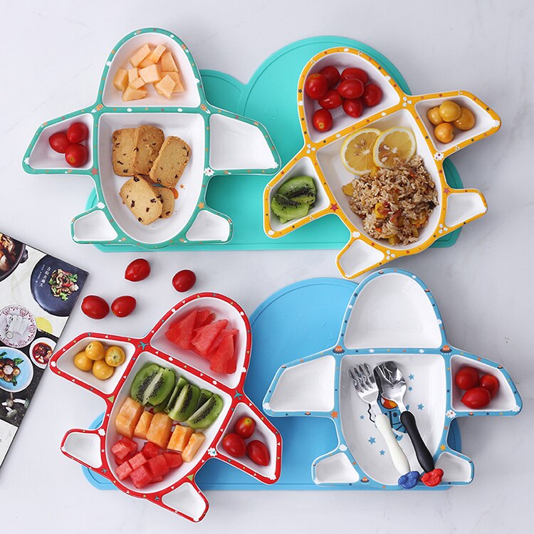 EECAMAIL – assiette colorée de style avion dessin animé, assiette de fruits et légumes, assiette de bol de riz pour enfants, vaisselle auxiliaire