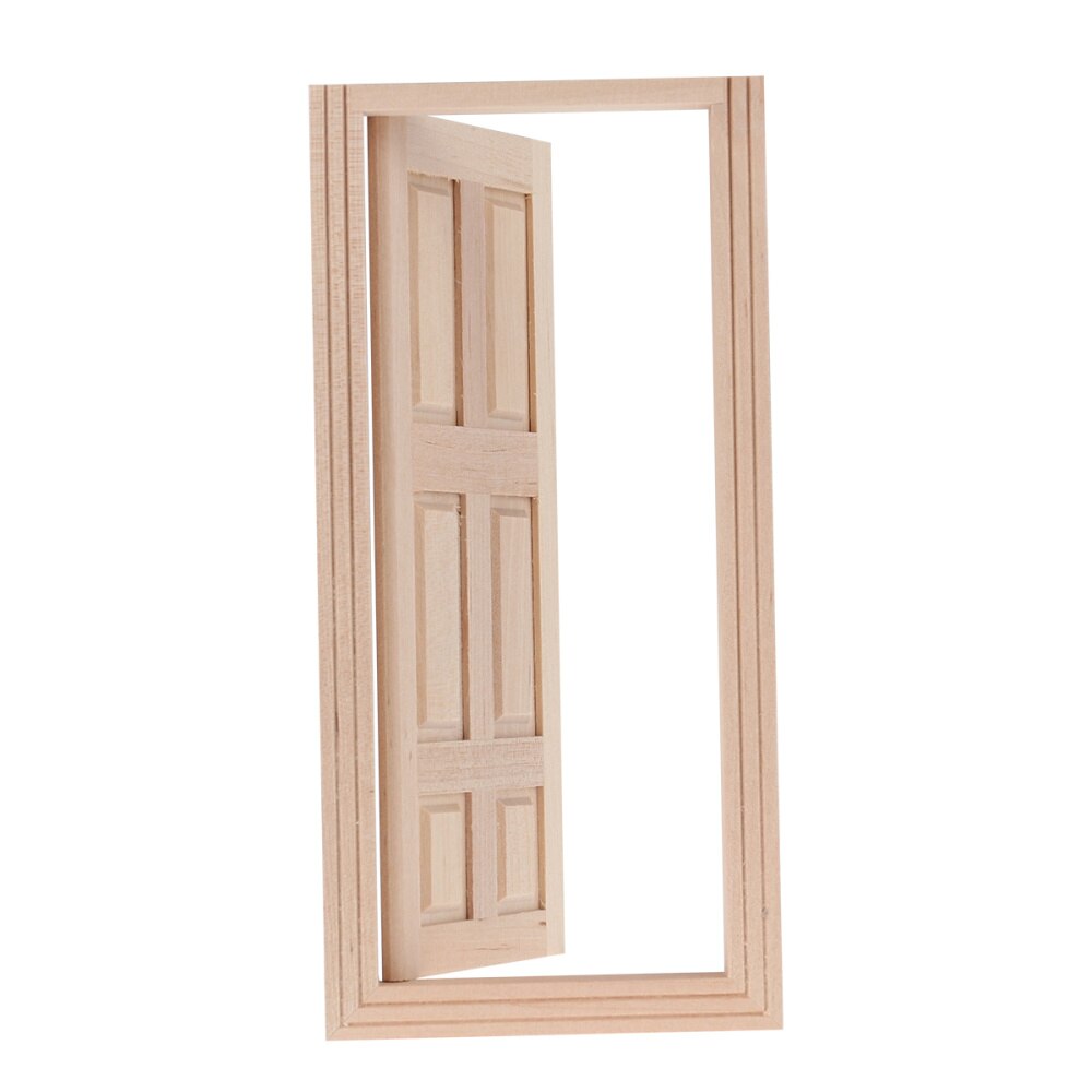 1:12 mini house Miniature DIY 6-Panel Interior Wooden Door: Default Title
