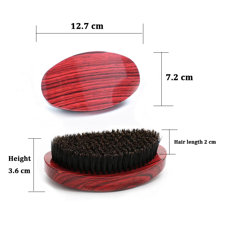 DREWTI-cepillo de pelo de caoba de mango corto para hombres africanos, peine de ondas, cerdas de jabalí, cepillo Afro de peluquería, 360 de onda, medio duro